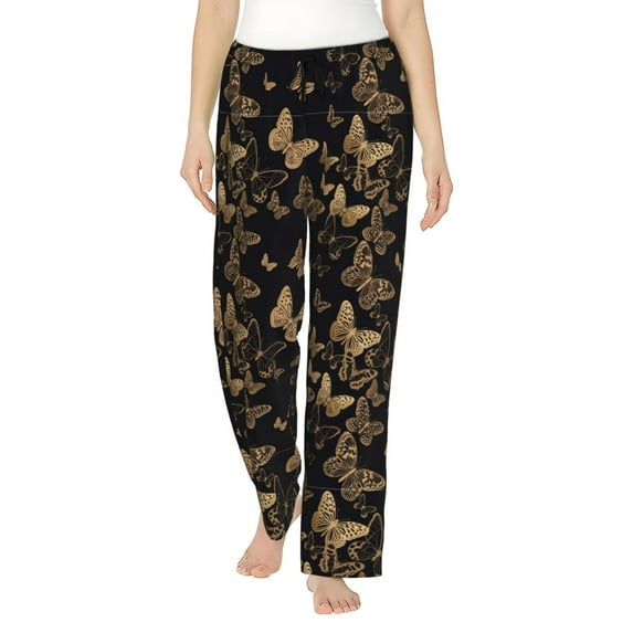 Xecao Modern Golden Butterfly Women's Straight Lounge Pajama Pants: The Epitome of Relaxed Sleepwear