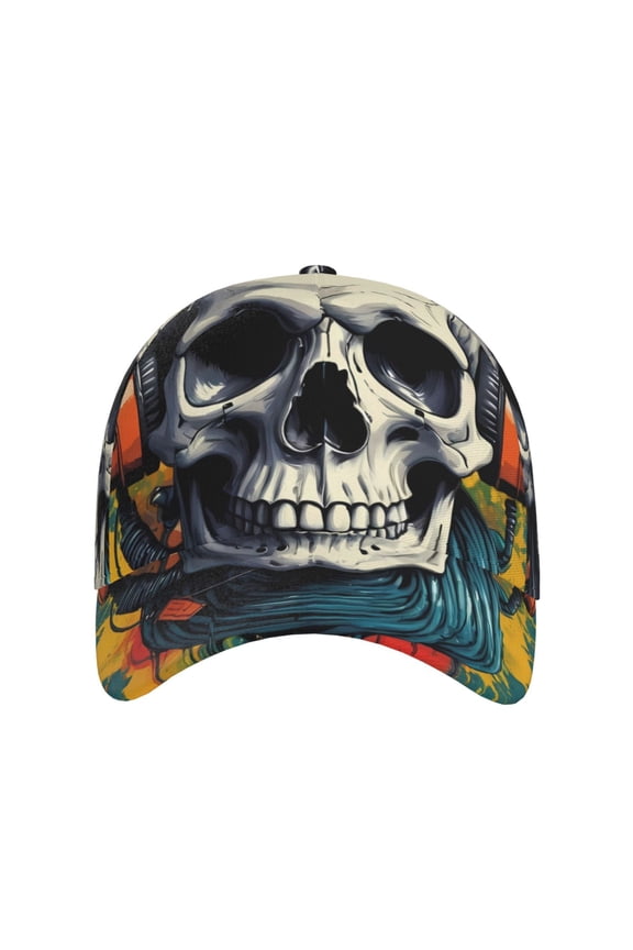 Modern Hip-Hop Skull for Baseball Cap: Unisex, crafted from classic polyester twill fabric, featuring a soft unconstructed design