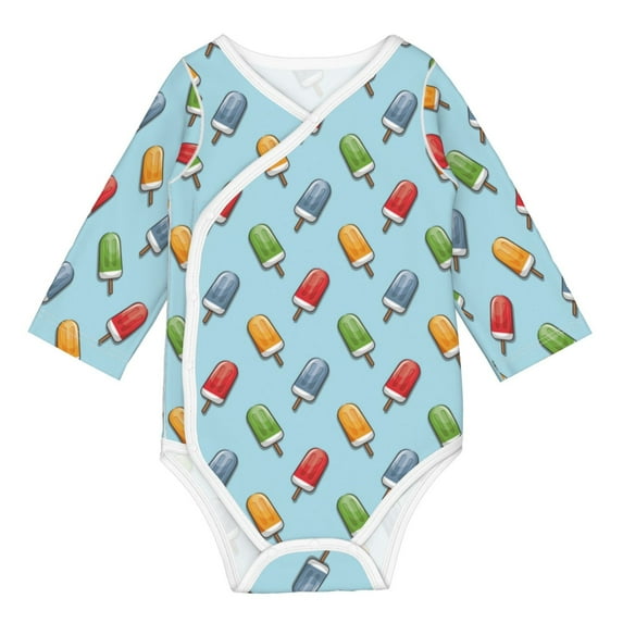 Xecao Modern Ice Cream Print Baby unisex-baby Cotton Long-sleeve Bodysuits-6 Months