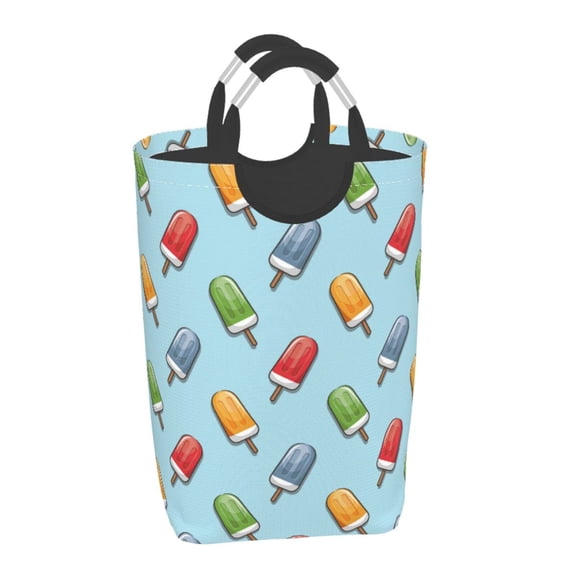 Xecao Modern Ice Cream for Laundry Basket,Collapsible Large Laundry Hamper,Wash Bag for Laundry Room, Rolling Laundry Basket with Handles