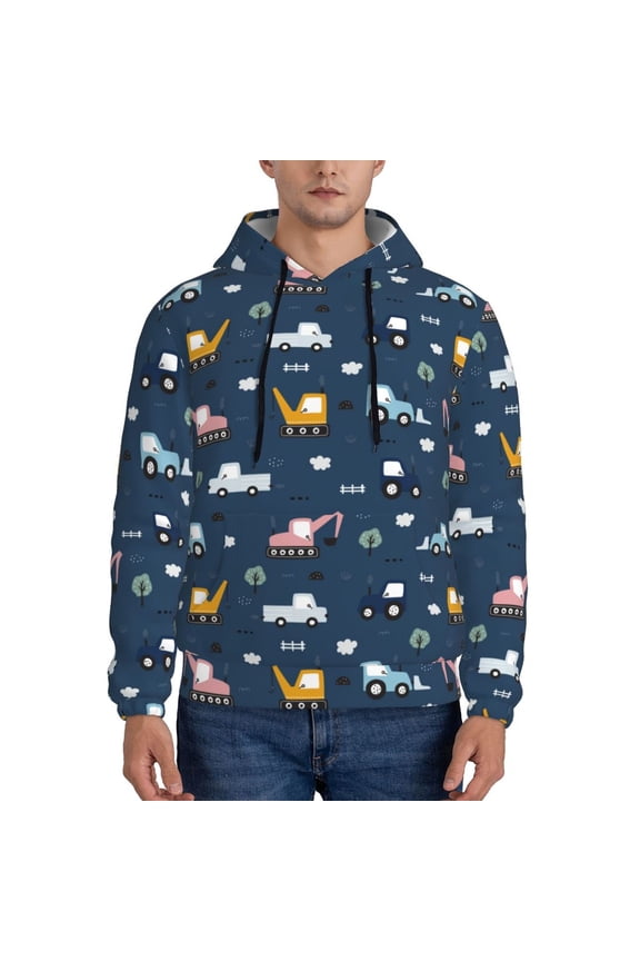 Modern Modern Excavator Pattern Men's Adult Pullover Hoodie,Hooded Sweatshirt-Medium
