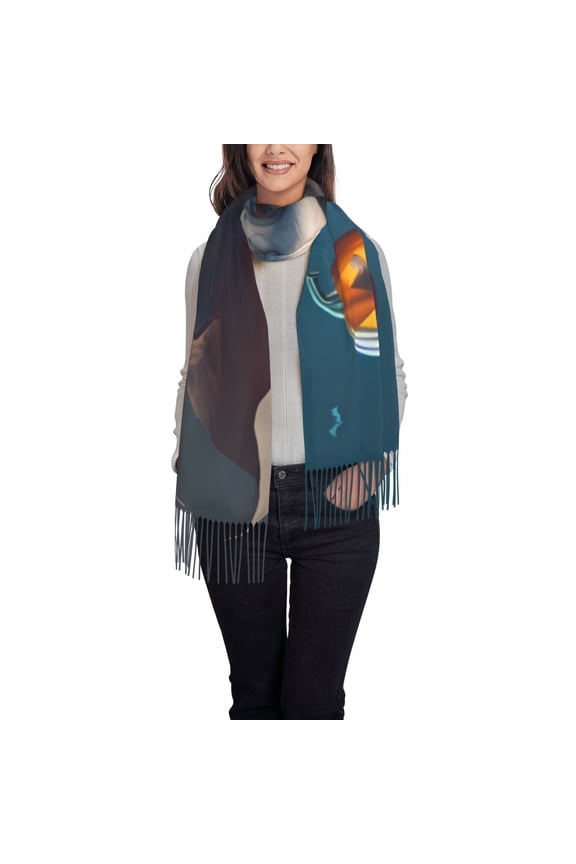 Modern Style Pumpkin Witch Pattern Womens Winter Scarf Fall Scarf Oversized Large Scarf for Women Warm Shawl Wrap