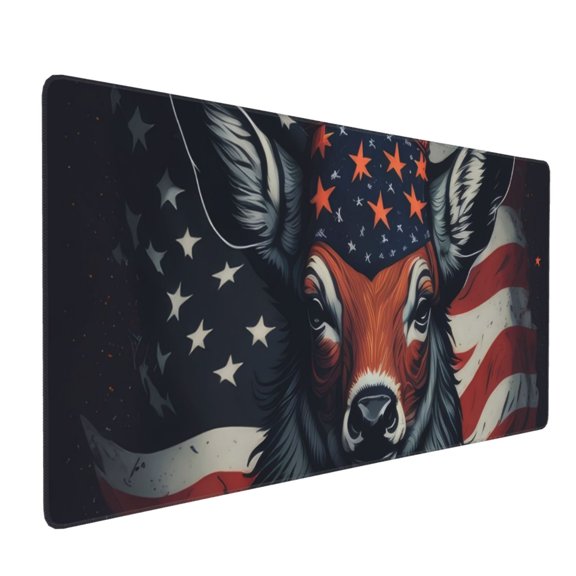 Xecao Modern USA Deer Head Print Large Mouse Pad, 16x35.5in Mousepad, Professional Non-Slip Rubber Base Big Mouse Pad, Mouse Pad for Gaming & Office Full Desk Mouse Pad