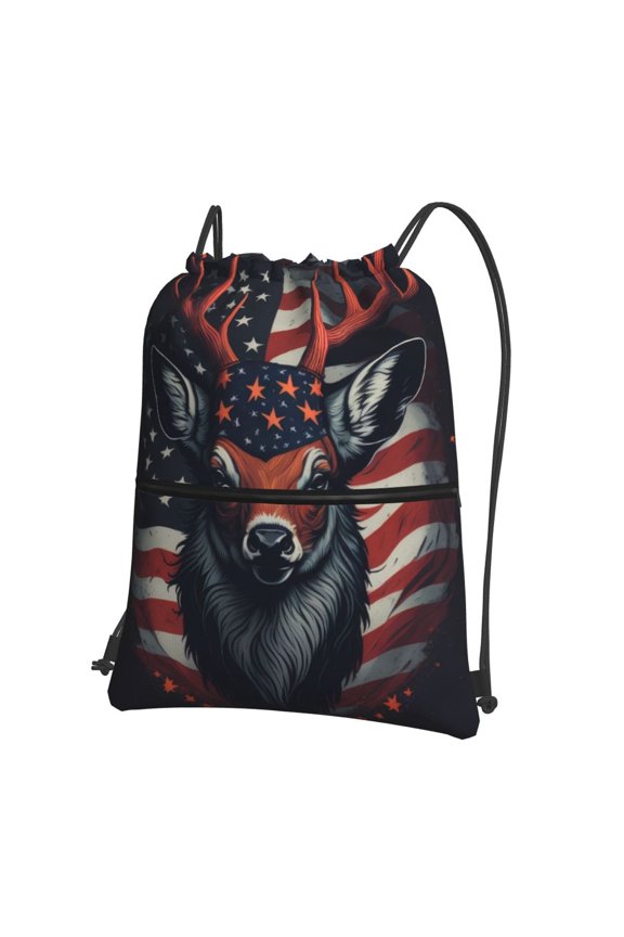 Modern USA Deer Head for Drawstring Bags,Pull String Backpack Bags,String Bag Sackpack