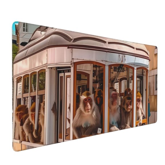 Xecao Modern Urban Monkey Print Large Mouse Pad, 16x35.5in Mousepad, Professional Non-Slip Rubber Base Big Mouse Pad, Mouse Pad for Gaming & Office Full Desk Mouse Pad