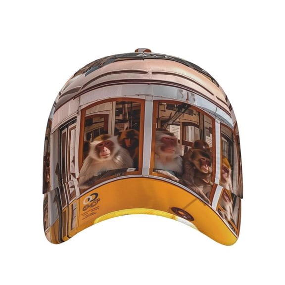 Xecao Modern Urban Monkey for Baseball Cap: Unisex, crafted from classic polyester twill fabric, featuring a soft unconstructed design