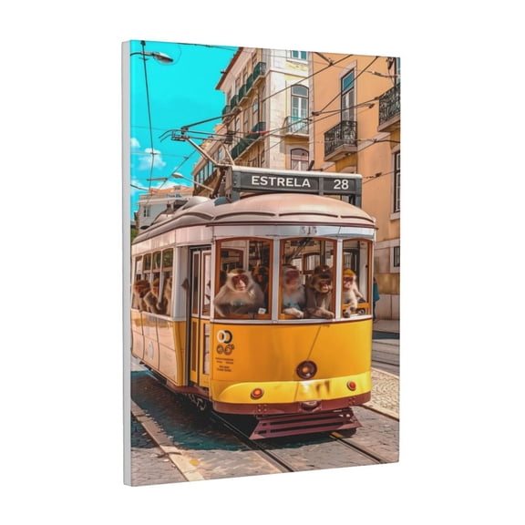 Xecao Modern Urban Monkey for Ready-to-Hang Canvas Art 12x16 Inches - Waterproof HD Print Solid Wood Frame for Gifting,Vertical