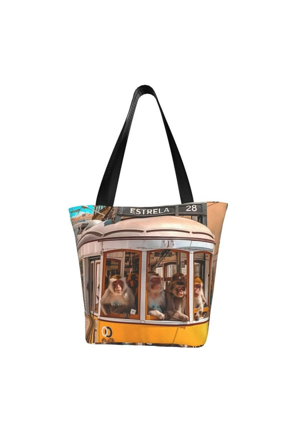 Modern Urban Monkey for Tote Bag for Women -Tote Shoulder Bag with A Little Pocket Inside, Perfect for Travel and Work.