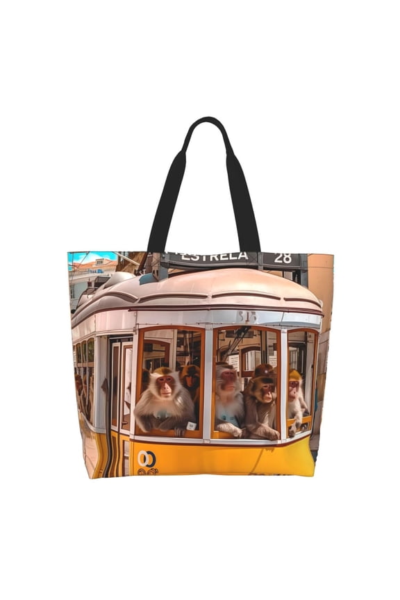 Modern Urban Monkey for Tote Bag for Women, Tote Shoulder Bag with a littlw pocket and Handbag for Travel, Work