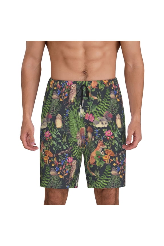 Xecao Modern Yellow Excavator Print Men's Sleepwear Shorts Pajama Bottom Lounge Short nightwear with Convenient Pockets for Relaxed Home Wear-Small