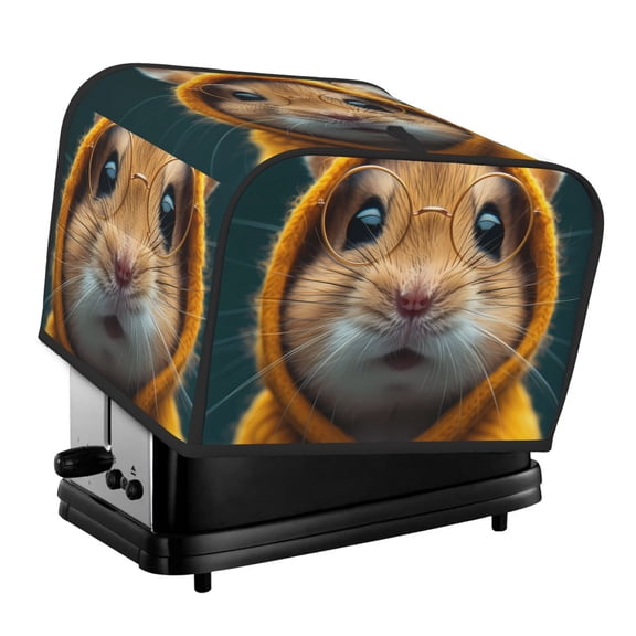 Xecao Modern Yellow Sweater Guinea Pig Print 4 Slice Toaster Cover with Pockets, Small Appliance Cover, Dust and Fingerprint Protection, Machine Washable