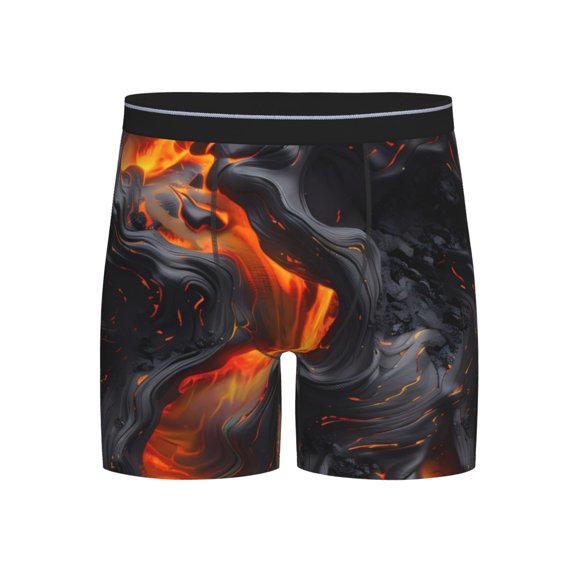 Xecao Molten Lava Abstract Flow Print Boxer Briefs for Men's Stretch Moisture-Wicking Underwear, Mid-Rise Classics breathable fabric