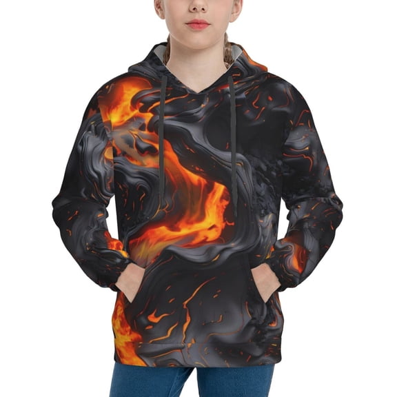 Xecao Molten Lava Abstract Flow Print Youth Hoodie Sweatshirt,Boys Hoodies,Essentials Hoodie-X-Large