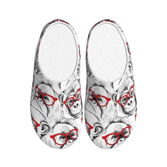 Xecao Monkey Print Cotton Slippers Fuzzy Warm Cozy Slippers Non Slip House Slippers For Indoor Outdoor Cotton Slippers House Slippers-8