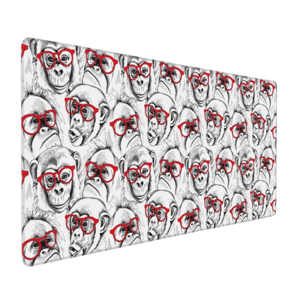 Xecao Monkey Print Large Mouse Pad, 16x35.5in Mousepad, Professional Non-Slip Rubber Base Big Mouse Pad, Mouse Pad for Gaming & Office Full Desk Mouse Pad
