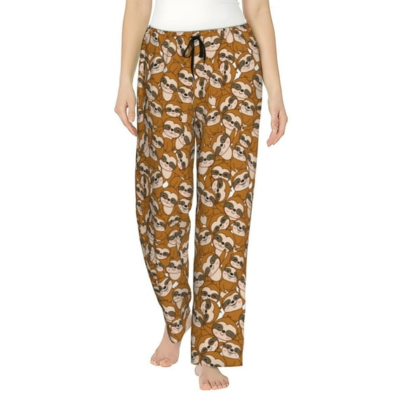 Xecao Monkey Sloth Print Women's Straight Lounge Pajama Pants,The Epitome of Relaxed Sleepwear-Medium