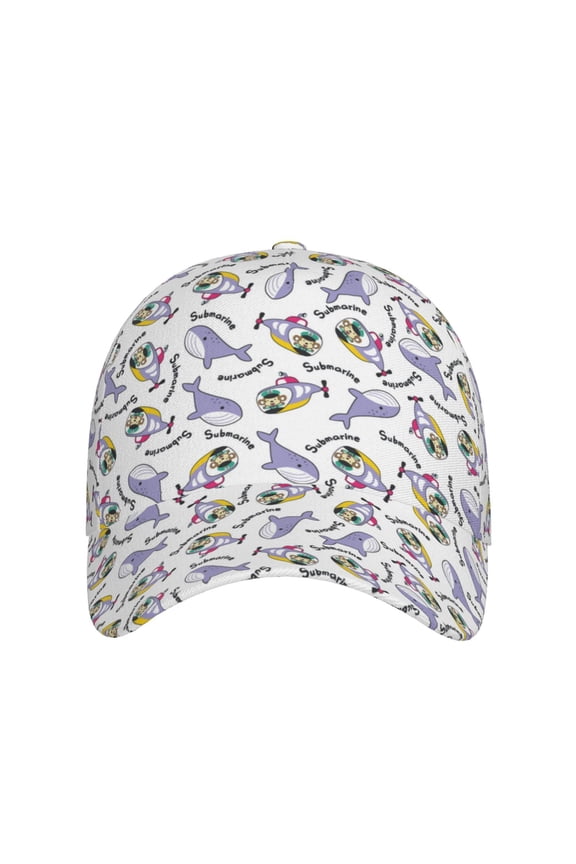 Monkey Submarine Captain for Baseball Cap: Unisex, crafted from classic polyester twill fabric, featuring a soft unconstructed design