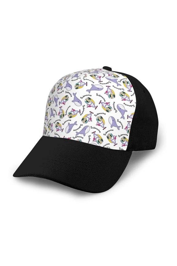 Monkey Submarine Captain print unisex vintage washed baseball cap, a soft and adjustable hat perfect for any casual style.