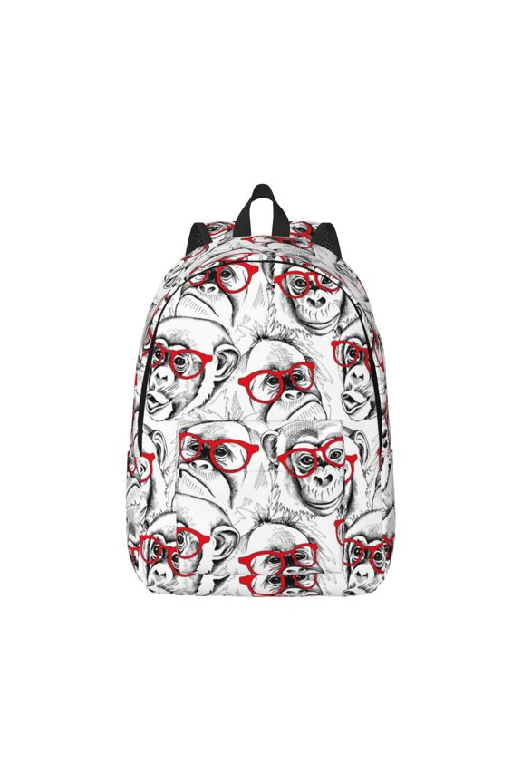 Monkey for Canvas College Laptop Backpack, Durable Rucksack Travel Notebook Bag School Backpack Book Bag for Men Women