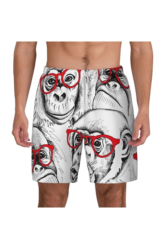 Monkey for Men's Swimming Trunks Swim Trunks Quick Dry Swim Shorts with Mesh Lining Funny Swimwear Bathing Suits
