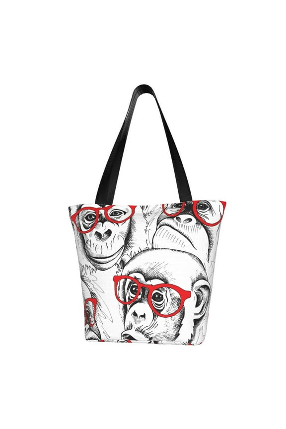 Monkey for Tote Bag for Women -Tote Shoulder Bag with A Little Pocket Inside, Perfect for Travel and Work.