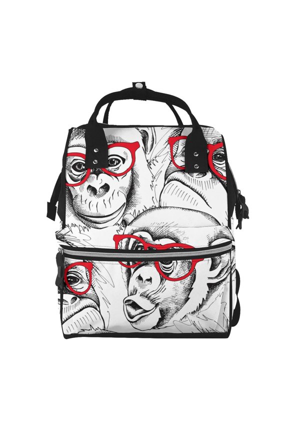 Monkey print Large Capacity Nappy Bag is a multi-functional waterproof travel backpack, perfect as a nursing bag or mummy backpack for women