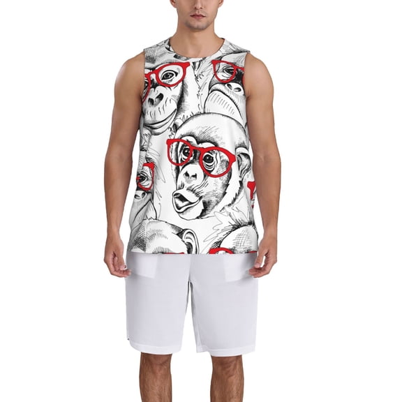 Xecao Monkey print basketball shirt for both men and women, a unisex basketball jersey perfect for theme parties-Medium