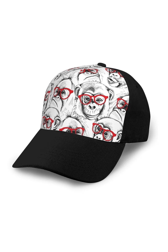 Monkey print unisex vintage washed baseball cap, a soft and adjustable hat perfect for any casual style.