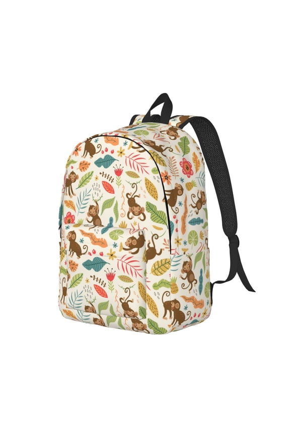 Monkeys in the Jungle Canvas College Laptop Backpack, a durable rucksack designed for both men and women, ideal for travel, school, and daily use-Small