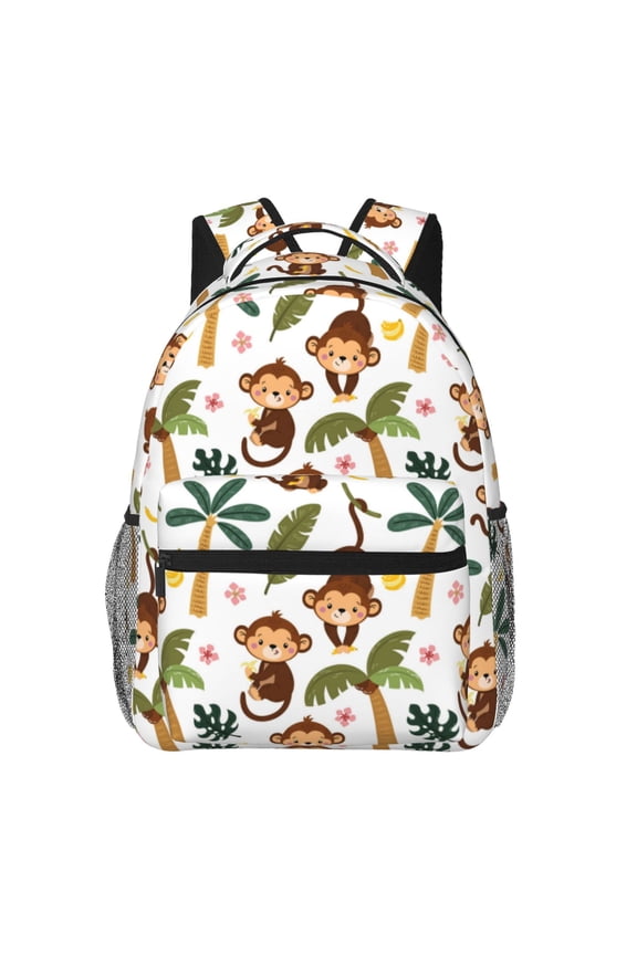 Monkeys Swinging from Palms Backpack, a stylish and functional choice for both men and women, is the perfect basic bookbag for college, work, or travel