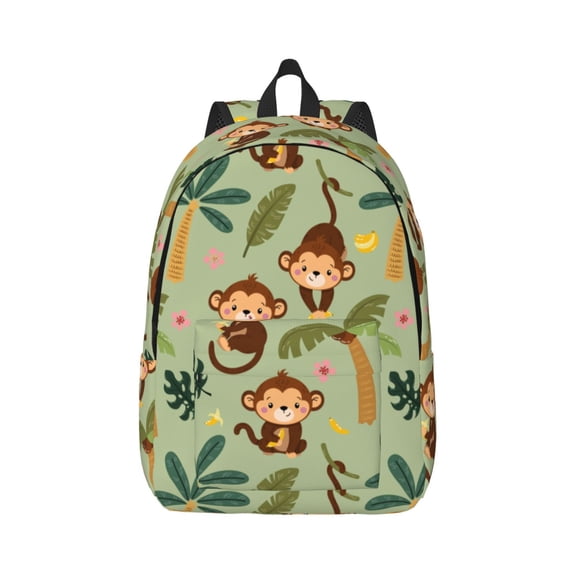 Xecao Monkeys Swinging from Palms for Canvas College Laptop Backpack, Durable Rucksack Travel Notebook Bag School Backpack Book Bag for Men Women