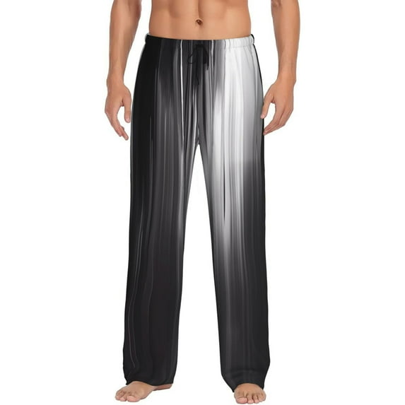 Xecao Monochrome Abstract Lines Print Men's Straight Lounge Pajama Pants - The Ultimate in Comfortable Sleepwear-Medium
