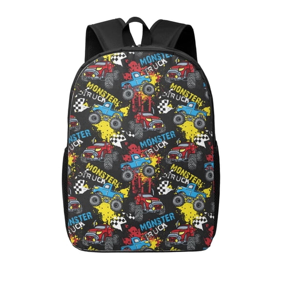 Xecao Monster Car print Travel Backpack, Large Computer Backpack for Men Women, College School Rucksack Book Bag