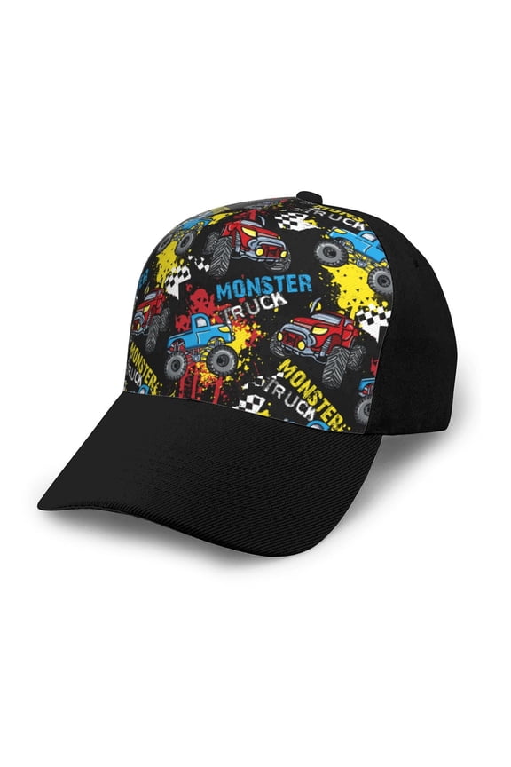 Monster Car print unisex vintage washed baseball cap, a soft and adjustable hat perfect for any casual style.
