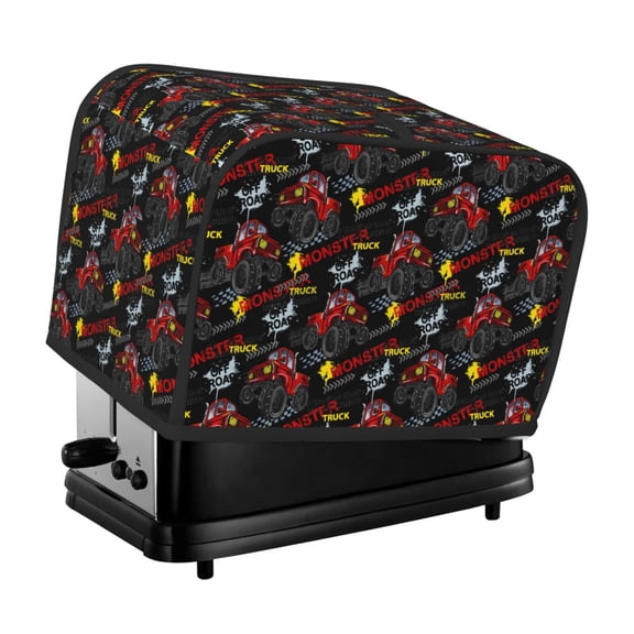 Xecao Monster Truck Print 2 Slice Toaster Cover with Pockets, Small Appliance Cover, Dust and Fingerprint Protection, Machine Washable