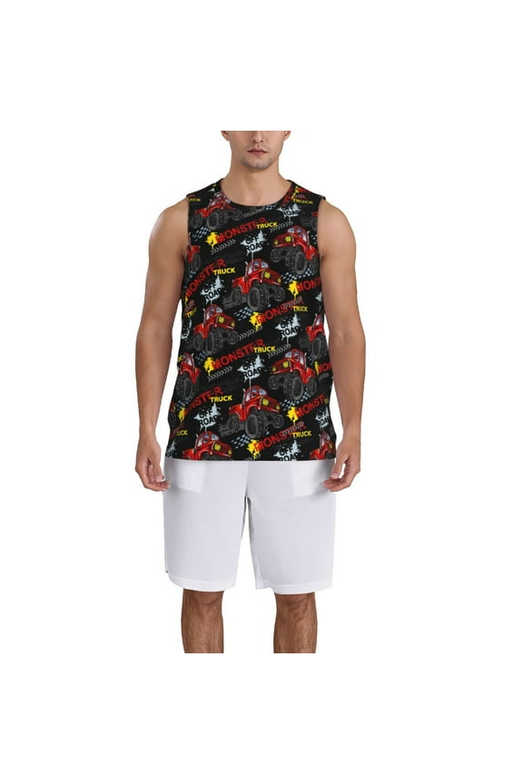 Monster Truck print basketball shirt for both men and women, a unisex basketball jersey perfect for theme parties-Small