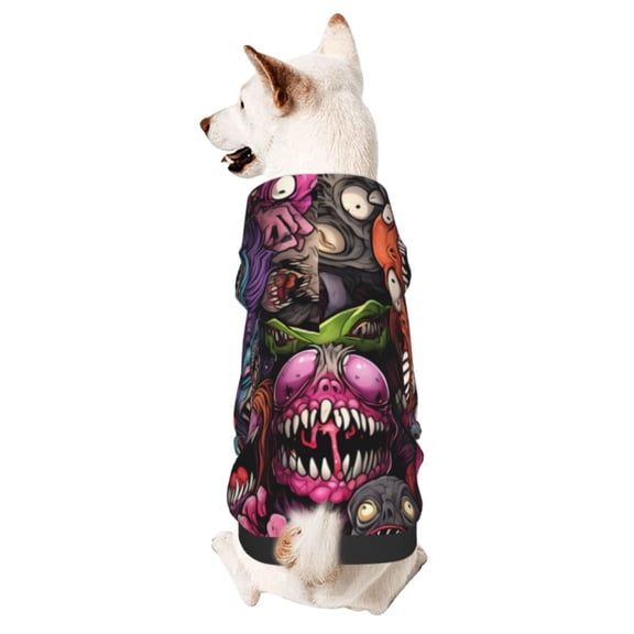 Xecao Monstrous Cartoon Characters Pattern Sweatshirts Winter Pet Dog Hoodie Puppy Coat Dog Sweaters Dog Clothes with Hat Dog Clothes Costume Outfit,Small Pets Wear-Large