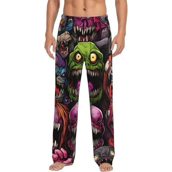 Xecao Monstrous Cartoon Characters Print Men's Straight Lounge Pajama Pants - The Ultimate in Comfortable Sleepwear-