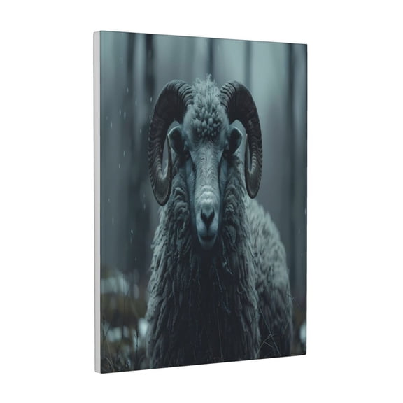 Xecao Moody Ram Portrait for Ready-to-Hang Canvas Art 12x16 Inches - Waterproof HD Print Solid Wood Frame for Gifting,Vertical