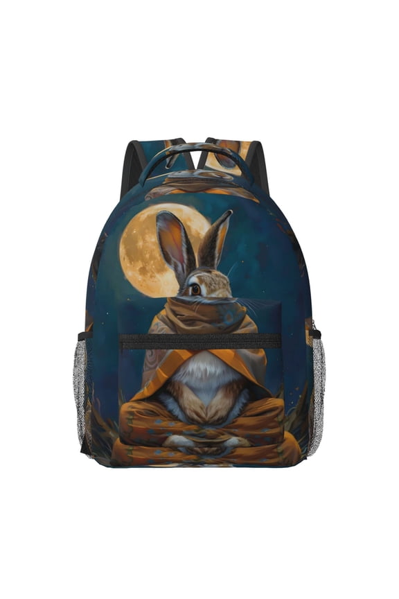 Moon Night Sky Cute Rabbit Travel Backpack: A spacious, stylish computer backpack ideal for men and women, perfect for college, school, or daily travels