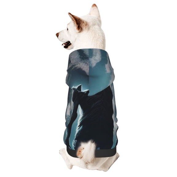 Xecao Moon Wolf Warrior Pattern Sweatshirts Winter Pet Dog Hoodie Puppy Coat Dog Sweaters Dog Clothes with Hat Dog Clothes Costume Outfit,Small Pets Wear-XX-Large