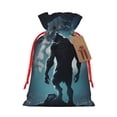 thumbnail image 1 of Xecao Moon Wolf Warrior Print Burlap Gift Bags with Drawstring and Gift Tags, Gift Bags, Burlap Bags, Jute Bags for Party, Christmas, DIY Craft Bags-Small, 1 of 9