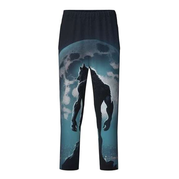 Xecao Moon Wolf Warrior Print Teenagers' Pajama Pants Long Sleep Pants Soft Elastic Waist Pajama Bottoms Elastic waist with 2 Pockets 5-16 Years-XS(5-6)