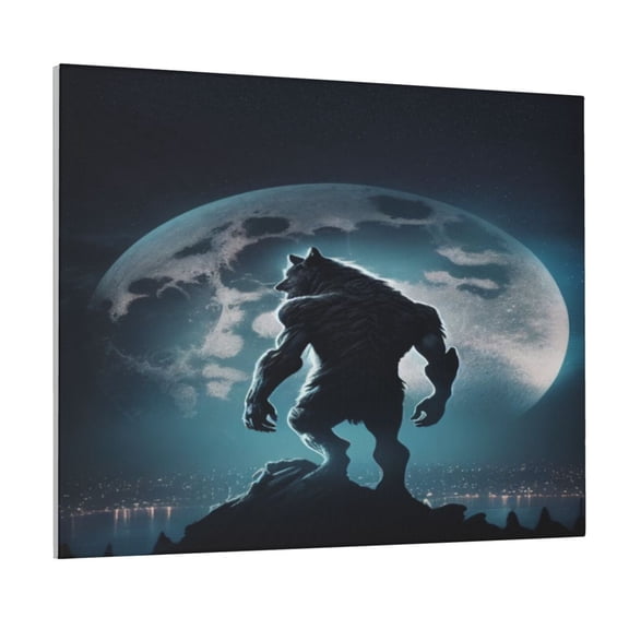 Xecao Moon Wolf Warrior for Waterproof Framed Canvas Art - Modern Home Decor with Real Wood Frame for Gifting and Interior Design,Horizontal