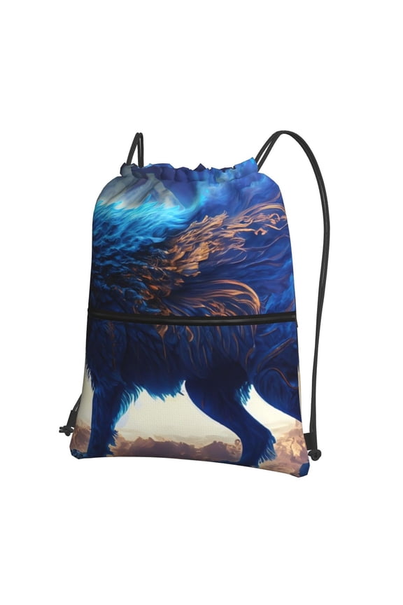Moonlit Blue Wolf for Drawstring Bags,Pull String Backpack Bags,String Bag Sackpack