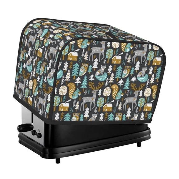 Xecao Moose Squirrel owls tree Print 2 Slice Toaster Cover with Pockets, Small Appliance Cover, Dust and Fingerprint Protection, Machine Washable