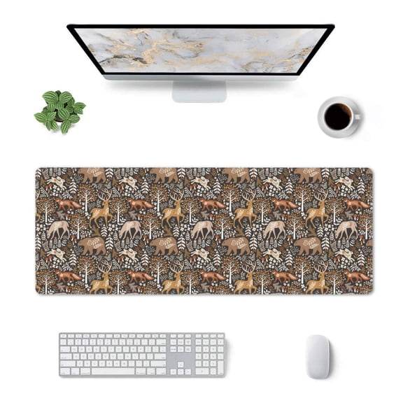 Xecao Moose fox bear leaf tree for Mouse Pad - Waterproof Extended Contour Mouse Mat, Large Gaming Mousepad Laptop Keyboard Mat with Non-Slip Rubber Base