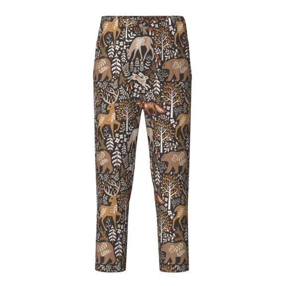Xecao Moose fox bear leaf tree Print Teenagers' Pajama Pants Long Sleep Pants Soft Elastic Waist Pajama Bottoms Elastic waist with 2 Pockets 5-16 Years-Large