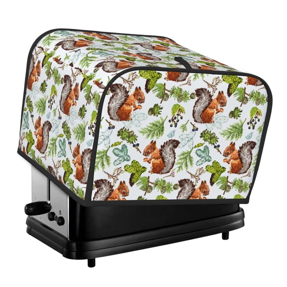 Xecao Mosaic Forest Squirrel Print 4 Slice Toaster Cover with Pockets, Small Appliance Cover, Dust and Fingerprint Protection, Machine Washable