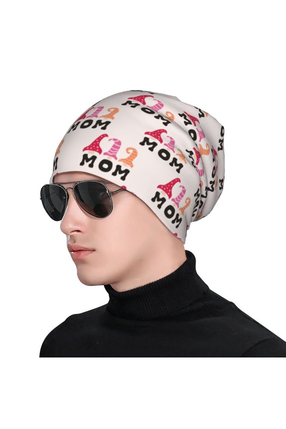 Mothers Day Print Beanie Knitted Hat for Men Women, Winter Fashion Knit Cuffed Caps Unisex